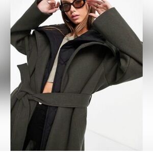 ASOS DESIGN oversized hybrid quilted coat in olive